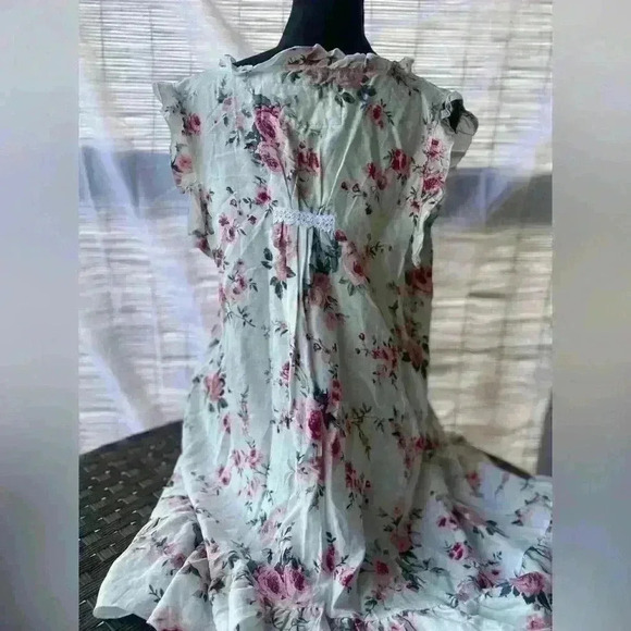 Farm House Frocks Top M Handkerchief Hem Boho Floral Sheer Oversized - Picture 15 of 16